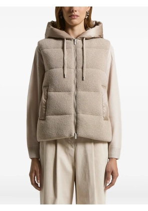 Peserico hooded ribbed padded vest - Neutrals
