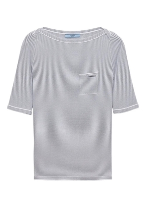 Prada striped boat-neck sweater - Blue