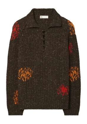 Tory Burch embroidery-detail sweater - Brown
