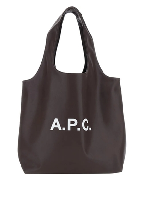 A.P.C. logo-print Ninon tote bag - Brown