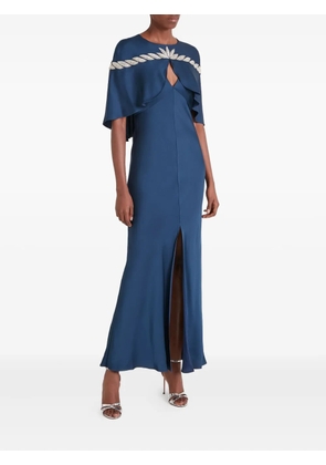 Temperley London Vine cape gown embellished maxi dress - Blue