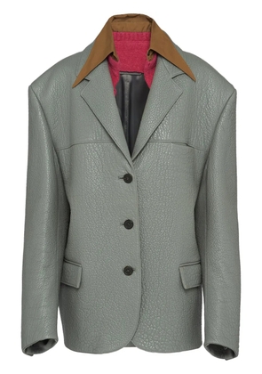 Prada layered-collar leather blazer - Grey