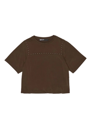 Bimba y Lola stud-embellished short-sleeve T-shirt - Brown