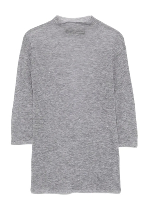 Seventy sparkle-embellished quarter-sleeve sweater - Grey