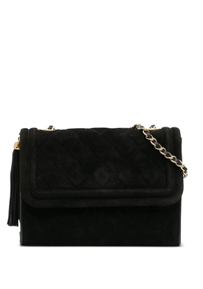 CHANEL Pre-Owned 1989-1991 Quilted Suede Tassel Flap crossbody bag - Black