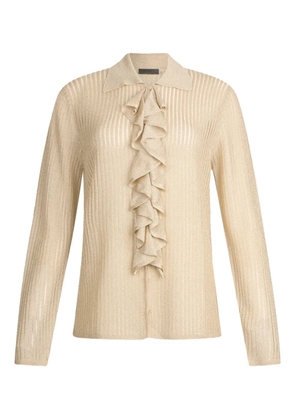 LIU JO ribbed ruffled blouse - Neutrals