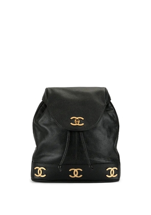 CHANEL Pre-Owned 1992 triple cc logo backpack - Black