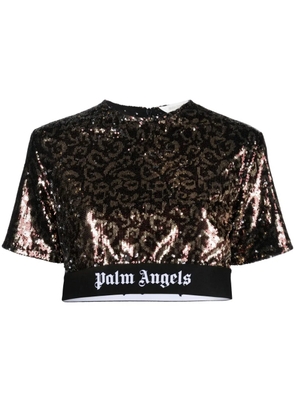 Palm Angels sequin-embellished crop top - Brown