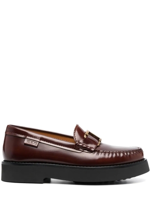 Tod's logo-buckle leather loafers - Brown