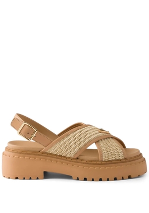 Prada cross-strap platform sandals - Neutrals
