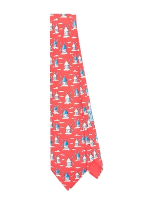 Hermès Pre-Owned 2000s windmills-print silk tie - Red