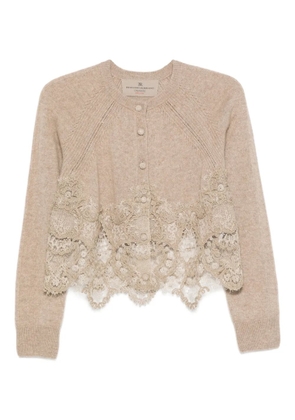 Ermanno Scervino lace-trimmed cardigan - Brown