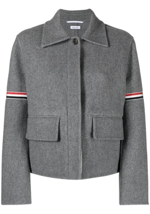 Thom Browne grosgrain-stripe brushed jacket - Grey