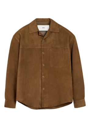AMI Paris leather shirt jacket - Brown