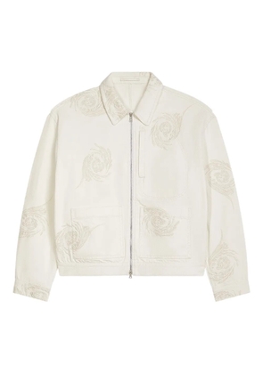 DRIES VAN NOTEN floral-embroidered jacket - White