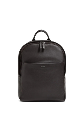 Zegna leather top-handle backpack - Brown