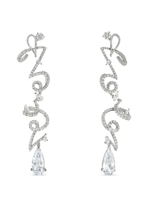 Anabela Chan 14K white gold and rhodium vermeil Script diamond earrings - Silver