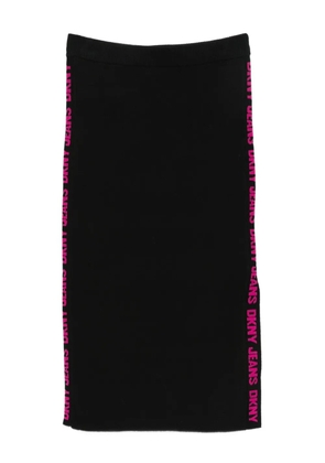 DKNY logo-stripe midi skirt - Black