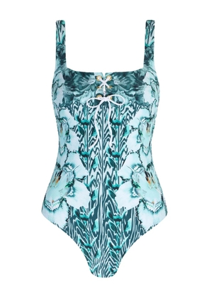 Temperley London Liana floral-print swimsuit - Blue