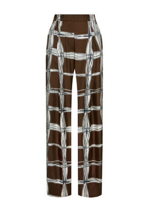 Oscar de la Renta pleated plaid trousers - Brown