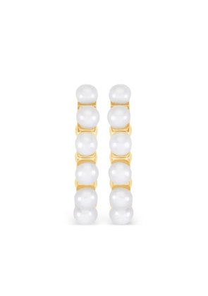 DOWER AND HALL Large White Timeless pearl hoops earings - Gold