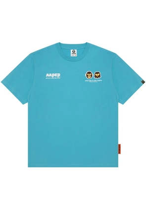 AAPE BY *A BATHING APE® logo-appliqué cotton T-shirt - Blue
