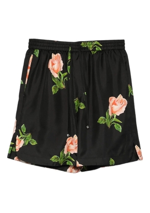 Nanushka Anish rose-print drawstring shorts - Black