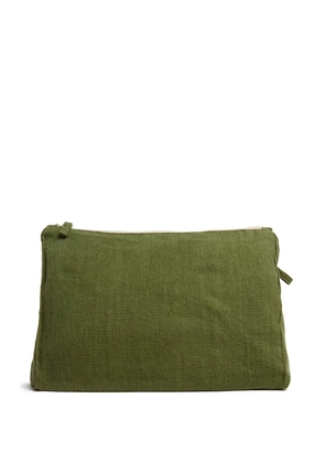 Once Milano zip-up linen pouch - Green