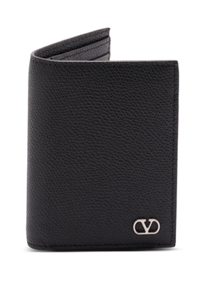 Valentino Garavani logo-plaque leather cardholder - Black