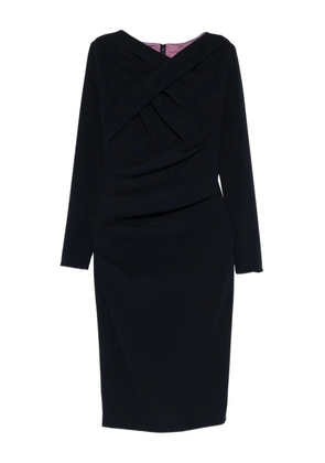 Talbot Runhof draped long-sleeve dress - Black