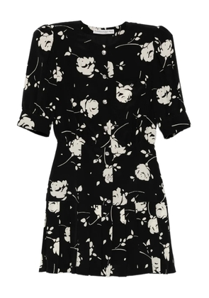 Alessandra Rich rose-print mini dress - Black