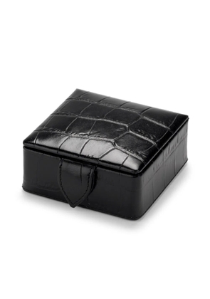 Aspinal Of London crocodile-effect leather box - Black