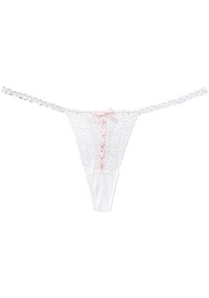 Folies By Renaud Antoinette floral embroidered thong - White