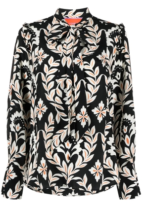 La DoubleJ Ascot floral-print silk shirt - Black