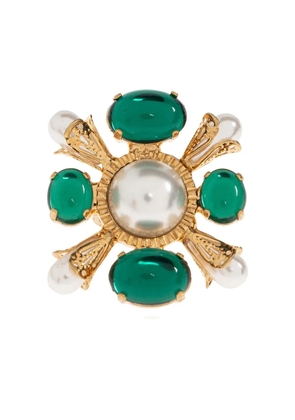 Balmain crystal-embellished faux-pearl ring - Gold