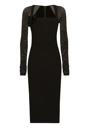 Dolce & Gabbana tulle-sleeve midi dress - Black