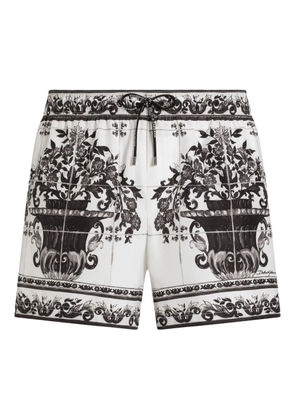 Dolce & Gabbana graphic-print swim shorts - White