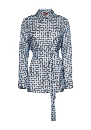 Max Mara geometric-print tie-belt shirt - Blue
