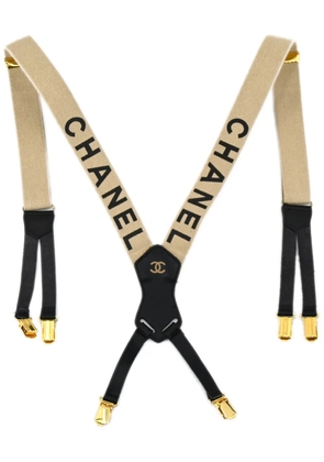 CHANEL Pre-Owned 1990-2000s logo-print suspenders - Neutrals