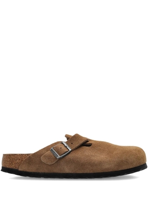 Birkenstock buckled suede flat mules - Brown
