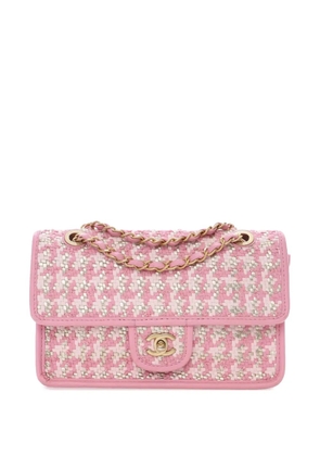 CHANEL Pre-Owned 2021-2025 Small Woven Lambskin and Viscose Single Flap shoulder bag - Pink
