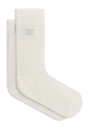 Elisabetta Franchi ribbed rhinestone cotton socks - Neutrals