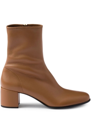 Prada 55mm zip-up block-heel boots - Brown