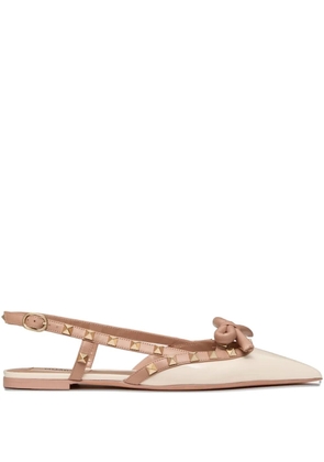 Valentino Garavani Rockstud Bow slingback ballerina shoes - Silver