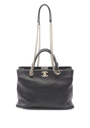 CHANEL Pre-Owned 2018-2019 Chevron V-stitch chain shoulder bag - Black