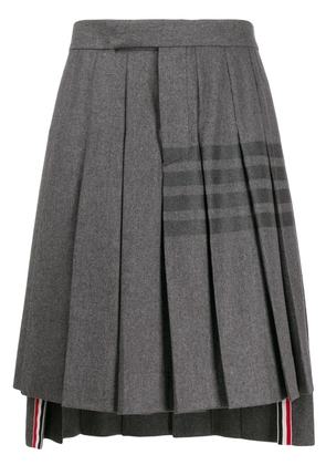 Thom Browne knee-length pleated 4-Bar striped skirt - Grey