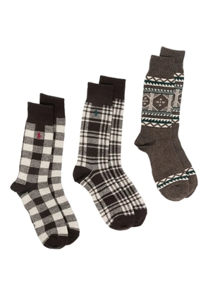Polo Ralph Lauren Polo Pony plaid socks (set of three) - Brown