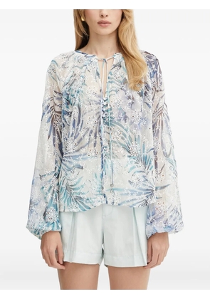 GUESS USA embroidered floral-print blouse - White