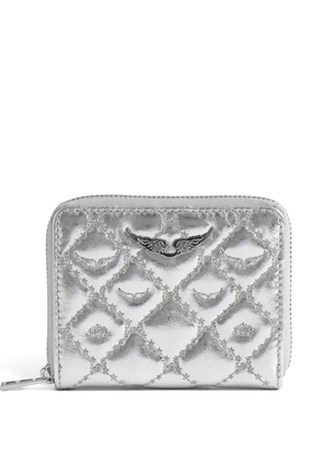 Zadig&Voltaire quilted leather zip wallet - Silver