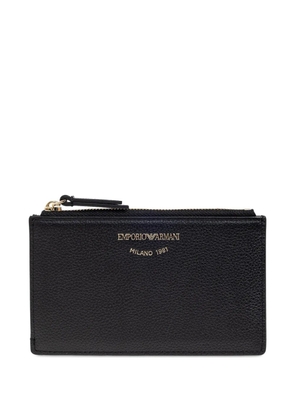 Emporio Armani logo-stamp leather wallet - Black